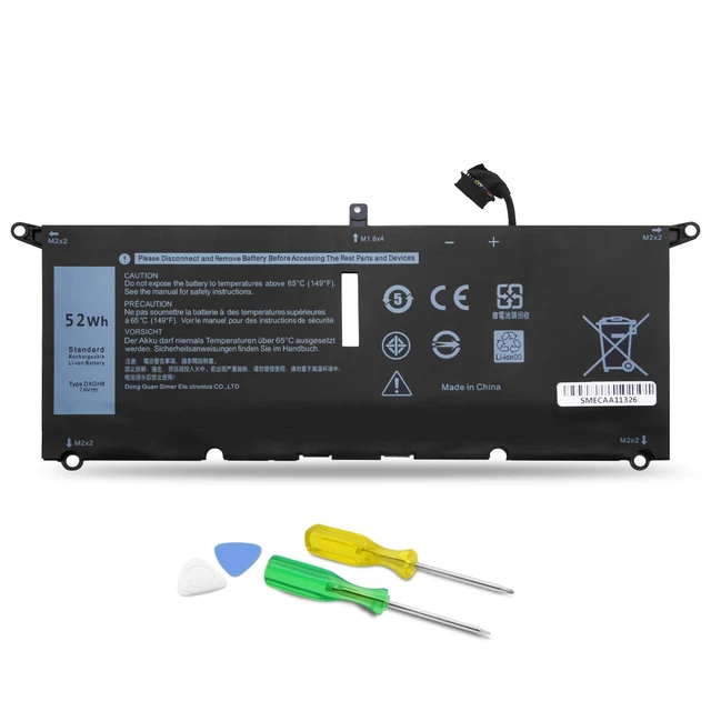 Alt view image 6 of 10 - DXGH8 52W Laptop Battery Replacement for Dell XPS 13 9380 9370 2019 7390 Series Vostro 5390 5391 Series Inspiron 7390 2-in-1 7391 2-in-1 Series H754V 0H754V 0V48RM V48RM HK6N5 P113G001 P114G001