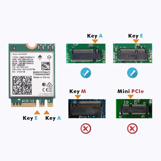 Alt view image 9 of 10 - AX210NGW DTK WiFi Card WiFi 6E Supports 6GHz, 2230, 2x2 AX+BT 5.3+Tri-Band, Includes RF Cable (11 inch), 5dBi High Gain Antennas and Low-Profile Brackets