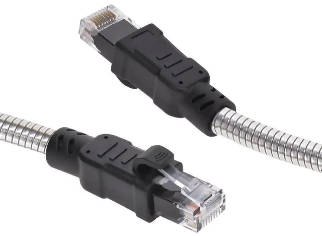 Alt view image 6 of 10 - InstallerParts Stainless Steel Armored Cat.6A Patch Cable 24AWG 7.8mm Cable Diameter, Outdoor, Waterproof, UV Resistant, Enhanced Durability, 5 Ft, 1-Pack
