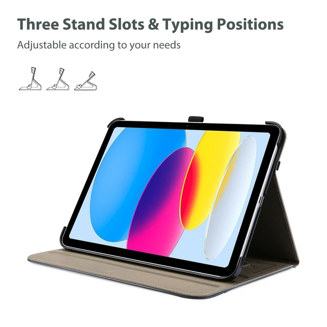 Alt view image 8 of 10 - ProCase for iPad A16 11th Generation 11 Inch 2025/iPad 10th Generation Case 10.9 Inch 2022, iPad 11/10 PU Leather Case Business Stand Cover Smart Folio with Hand Strap Front Pocket Pen Loop -Navy
