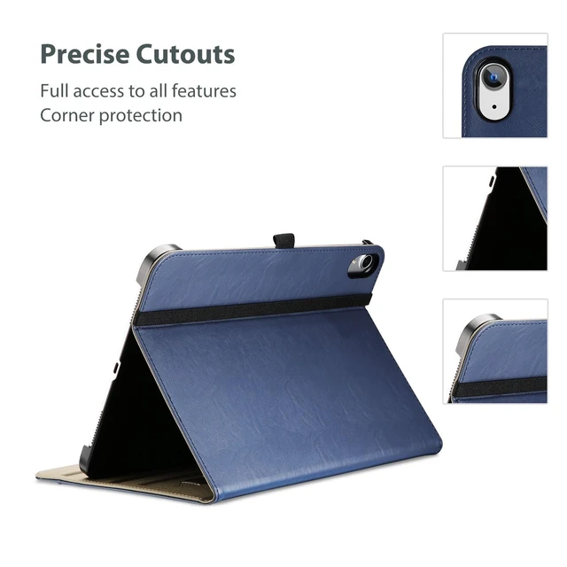 Alt view image 9 of 10 - ProCase for iPad A16 11th Generation 11 Inch 2025/iPad 10th Generation Case 10.9 Inch 2022, iPad 11/10 PU Leather Case Business Stand Cover Smart Folio with Hand Strap Front Pocket Pen Loop -Navy