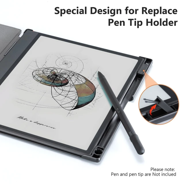 Alt view image 8 of 10 - CoBak Case for 10.3" Boox Note Air 4 C (2024 Released)/Note Air 3 C Tablet ePaper(2023 Released) - New Lightweight PU and Hard Back Shell Cover with Built-in Pen Holder, Auto Sleep-Wake, Black