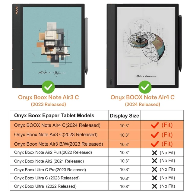 Alt view image 7 of 10 - CoBak Case for 10.3" Boox Note Air 4 C (2024 Released)/Note Air 3 C Tablet ePaper(2023 Released) - New Lightweight PU and Hard Back Shell Cover with Built-in Pen Holder, Auto Sleep-Wake, Black