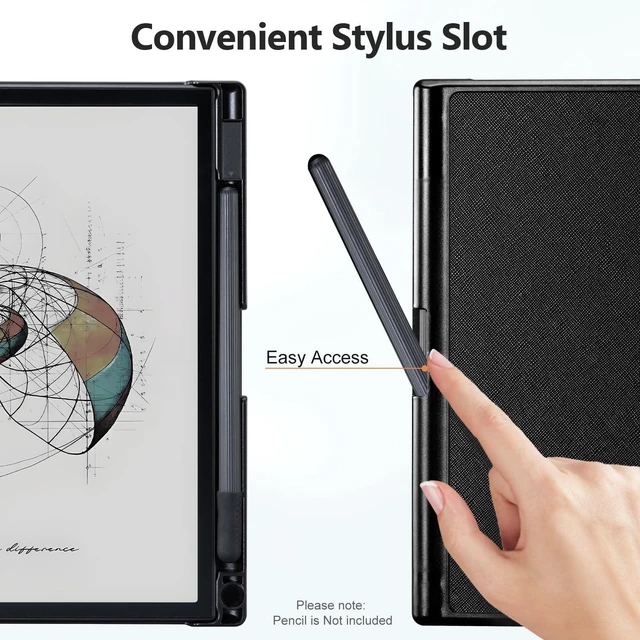 Alt view image 9 of 10 - CoBak Case for 10.3" Boox Note Air 4 C (2024 Released)/Note Air 3 C Tablet ePaper(2023 Released) - New Lightweight PU and Hard Back Shell Cover with Built-in Pen Holder, Auto Sleep-Wake, Black