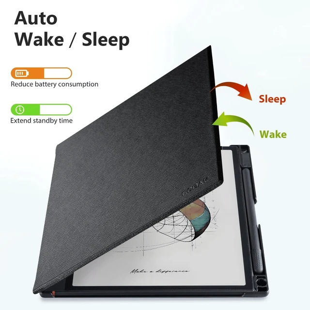 Alt view image 10 of 10 - CoBak Case for 10.3" Boox Note Air 4 C (2024 Released)/Note Air 3 C Tablet ePaper(2023 Released) - New Lightweight PU and Hard Back Shell Cover with Built-in Pen Holder, Auto Sleep-Wake, Black