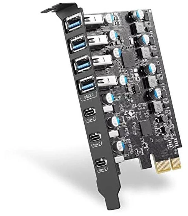 Alt view image 6 of 10 - Fanblack 7 Ports PCI-E to USB 3.0 Expansion Card (4 USB A and 3 USB C Ports), Internal Converter PCI Express Expansion Card for Desktop PC, Works with Win/Linux/Hackintosh/Proxmox/MAC OS/Ubuntu/unRAID