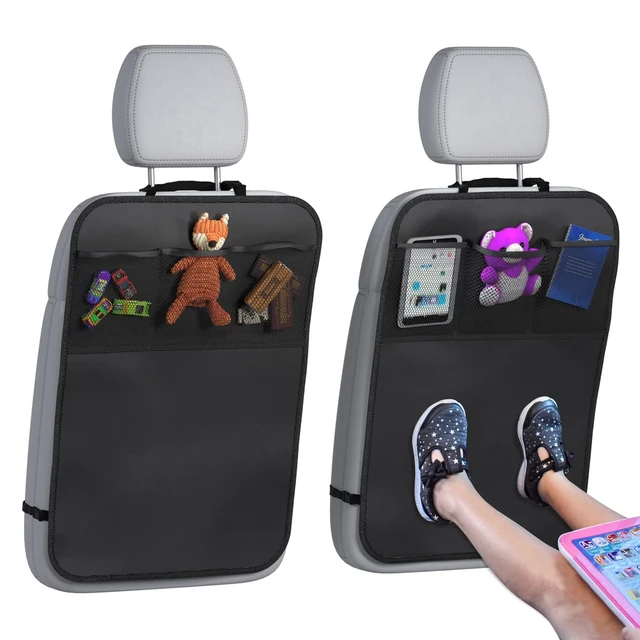 Alt view image 8 of 14 - Back Seat Cover For Kids + 3 Pocket Storage Organizer, 2 Pack X-Large Waterproof Kick Mats Backseat Protector, Car Seat Back Protectors For Vehicles To Protect From Dirt, Mud & Scratches