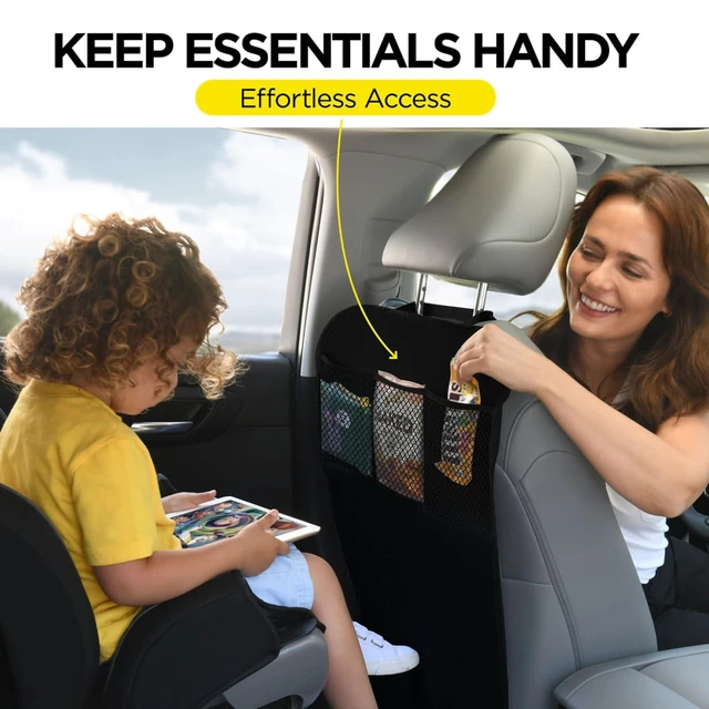 Alt view image 9 of 14 - Back Seat Cover For Kids + 3 Pocket Storage Organizer, 2 Pack X-Large Waterproof Kick Mats Backseat Protector, Car Seat Back Protectors For Vehicles To Protect From Dirt, Mud & Scratches