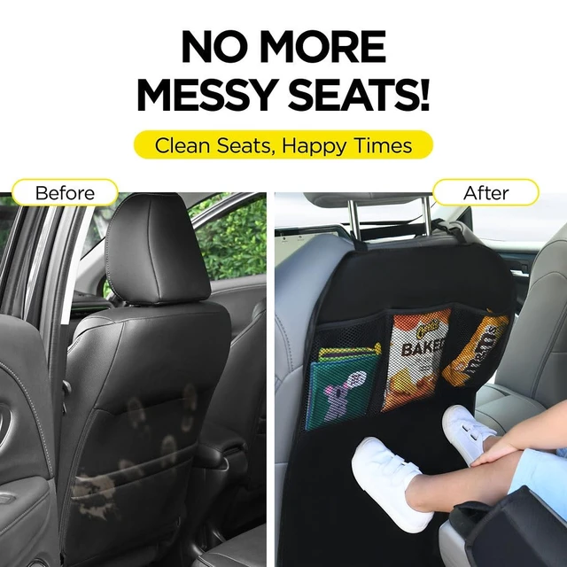 Alt view image 12 of 14 - Back Seat Cover For Kids + 3 Pocket Storage Organizer, 2 Pack X-Large Waterproof Kick Mats Backseat Protector, Car Seat Back Protectors For Vehicles To Protect From Dirt, Mud & Scratches