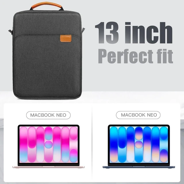 Alt view image 9 of 14 - TiMOVO Laptop Sleeve Bag for MacBook Neo 13 inch 2026 Model A3404 with A18 Pro Chip, Handle Carrying Case with Shoulder Strap, Black & Gray