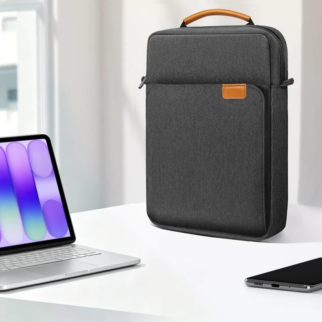 Alt view image 14 of 14 - TiMOVO Laptop Sleeve Bag for MacBook Neo 13 inch 2026 Model A3404 with A18 Pro Chip, Handle Carrying Case with Shoulder Strap, Black & Gray