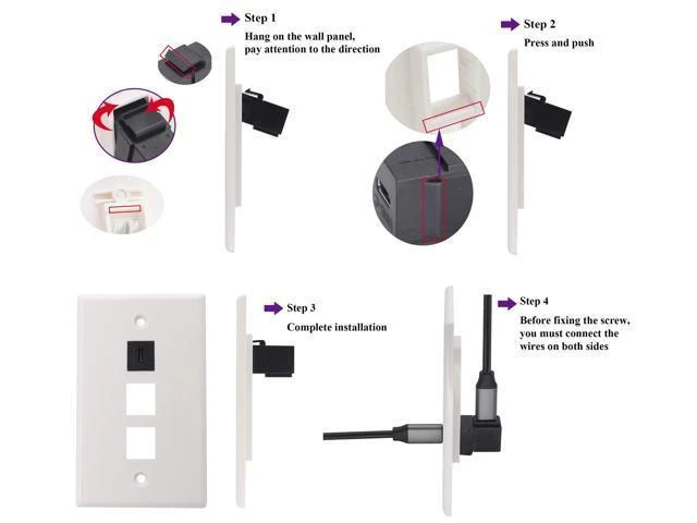 Alt view image 12 of 14 - WISDUM 90 Degree USB C 3.1 Keystone Insert Jack Connector Right Angled USB 3.1 Type-C Female to Female Keystone Insert Socket Adapter Coupler for Wall Plate Outlet Panel (90 Degree/Black/2 Pack)