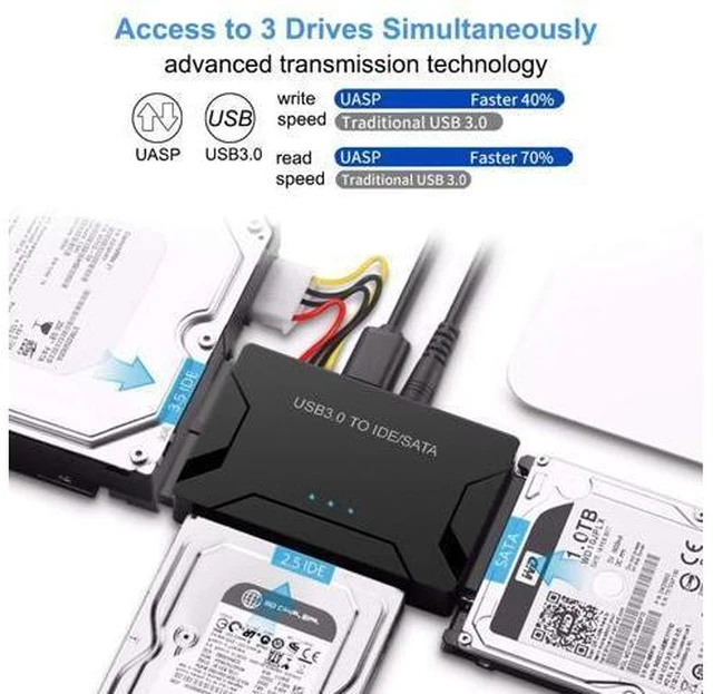 Alt view image 11 of 14 - USB 3.0 to SATA/IDE Adapter with Universal 2.5"/3.5" Hard Drive Disk Converter for HDD/SSD & IDE HDD, Support 6TB and One-Touch Backup, Include 12V 2A Power Adapter USB 3.0 Cable for Laptop giyqxHw