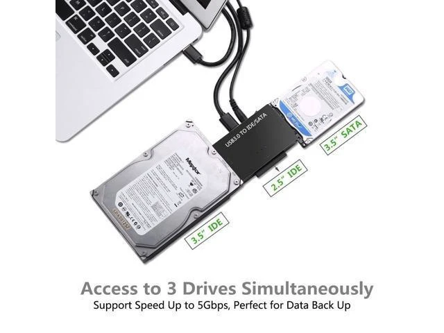Alt view image 10 of 14 - WISDUM USB 3.0 to IDE/SATA Converter Hard Drive Adapter with Power Switch for 2.5"/3.5"SATA HDD/SSD & IDE HDD Drives Optical Drive, Support 6TB, Include 12V 2A Power Adapter & USB 3.0 Cable
