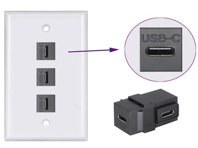 Alt view image 13 of 14 - WISDUM 90 Degree USB C 3.1 Keystone Insert Jack Connector Right Angled USB 3.1 Type-C Female to Female Keystone Insert Socket Adapter Coupler for Wall Plate Outlet Panel (90 Degree/Black/2 Pack)