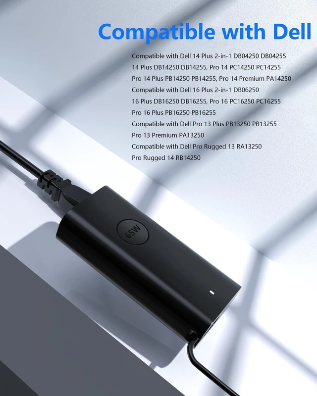 Alt view image 10 of 10 - Nivjuky 65W USB C Laptop Charger Compatible with Dell Pro 14 16 Plus, 14 Plus, 16 Plus, Pro 13 Plus, Pro 14, Pro 16, Pro 13 14 Premium, Pro Rugged 13 14 Laptop Power Cord Type C Fast Adapter
