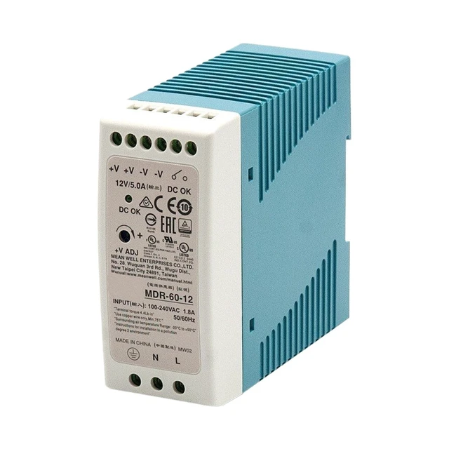 Alt view image 5 of 6 - MDR-60-12 12V 5A 60W DIN Rail Power Supply - High Efficiency, Reliable for Industrial Applications