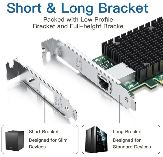 Alt view image 17 of 20 - 10Gb RJ45 PCI-E Network Card NIC, Compare to Intel X540-T1, with Intel X540-BT2 Chip, Single RJ45 Ports, PCI Express X8, Ethernet Converged Network Adapter Support Windows/Linux/VMware