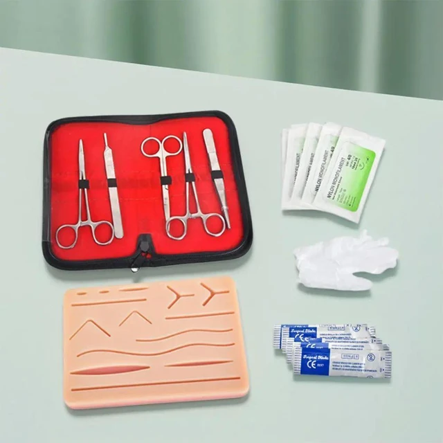 Alt view image 7 of 8 - Silicone Suture Practice Kit with Skin Pad Anatomy Practice Suture Pad Reusable Suture Tool Set for Stitch Demonstration
