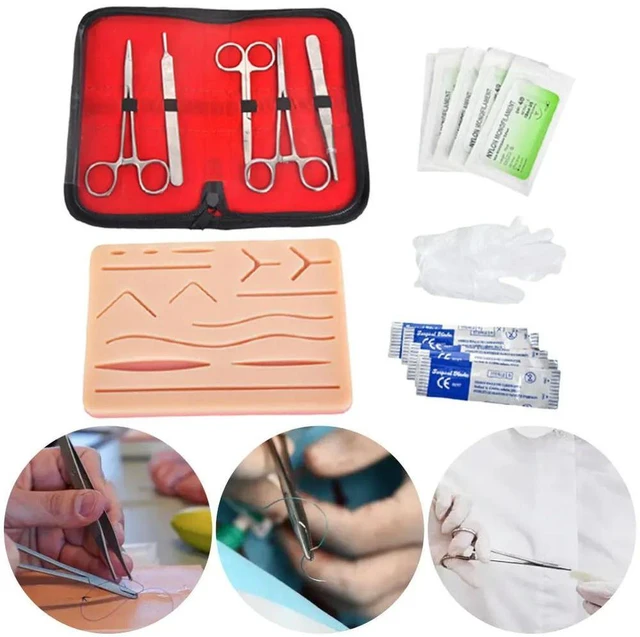 Alt view image 8 of 8 - Silicone Suture Practice Kit with Skin Pad Anatomy Practice Suture Pad Reusable Suture Tool Set for Stitch Demonstration