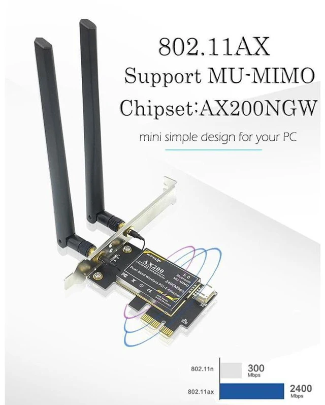 Alt view image 17 of 20 - PCIe WiFi 6 Network Card Wireless Adapter Bluetooth 5.0 AX 3000 Mbps AX200 Dual Band 5.GHz/2.4GHz PCI-E Wireless WiFi Network Adapter Card for Desktop Windows 10 64-bit eokCXOY