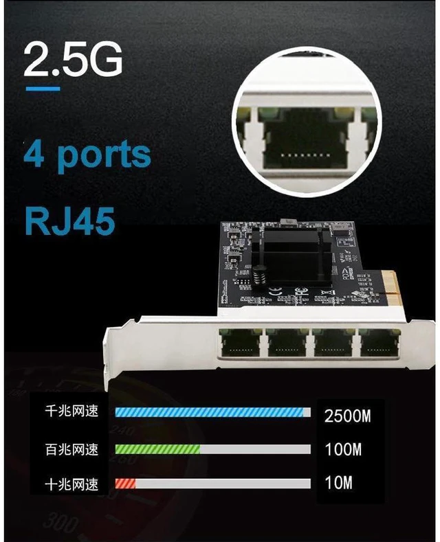 Alt view image 12 of 17 - 2.5Gbps Network Adapter Card Realtek RTL8125B Ghip PCIE Gigabit Ethernett Adapter Card 4 RJ45 Connectors eokCXOY