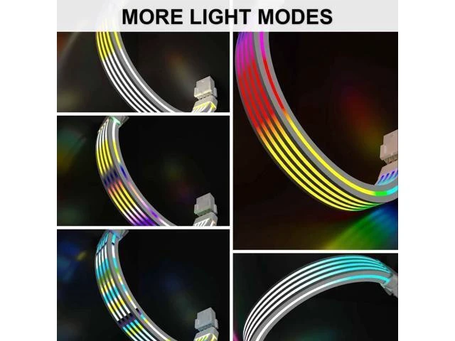 Alt view image 9 of 14 - White 8 Pin ARGB GPU Power Extension Cable, Addressable 5V 3Pin RGB PSU Extension Cord, PC Chassis Lighting Decor Compatible with RTX 3060/4060/4070 & RX 580/RX 6600 Graphics Cards