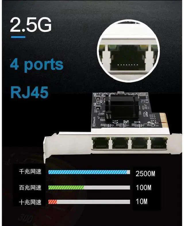 Alt view image 17 of 17 - 2.5Gbps Network Adapter Card Realtek RTL8125B Ghip PCIE Gigabit Ethernett Adapter Card 4 RJ45 Connectors eokCXOY