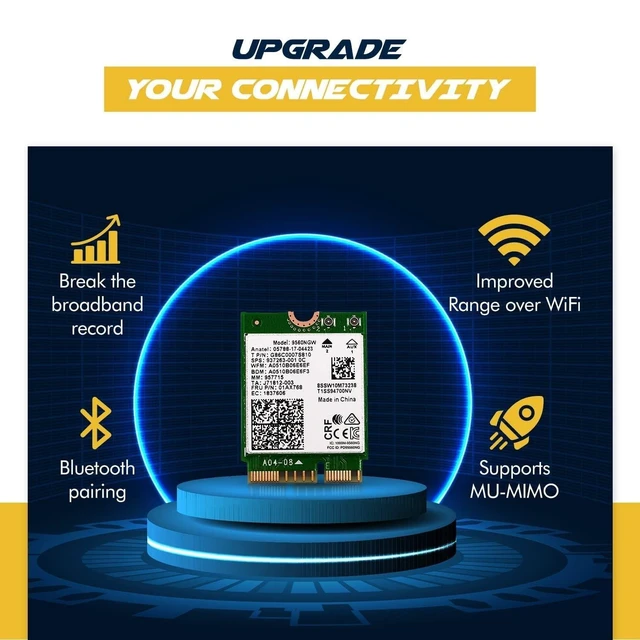 Alt view image 9 of 10 - HighZer0 Electronics AC 9560 CNVio Legacy WiFi Adapter for PC ^^ WiFi 5 Dual Band 802.11ac ^^ Up to 1.73 Gbps ^^ Supports Bluetooth 5.1 Windows & Linux ^^ Requires 8-9th Gen Intel CPU ^^ 9560NGW