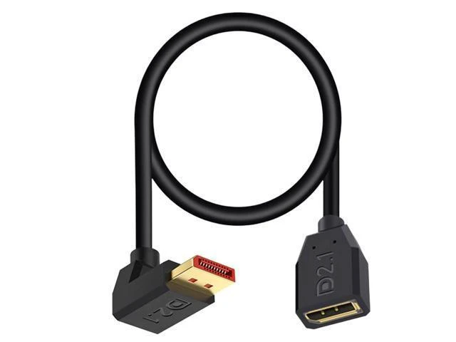 Alt view image 8 of 14 - 16K Displayport 2.1 Cable 1.5FT, 90 Degree Down Angle Displayport Extension Cable, 54Gbps DP Support for 16K@30Hz, 8K@120Hz, 4K@240Hz 165Hz, HDR, HDCP,Gaming Monitor, TV, Graphics