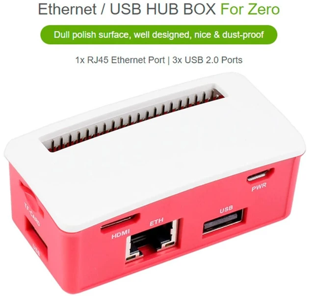 Alt view image 9 of 14 - Ethernet/USB HUB Box with ABS Case for Raspberry Pi Zero 2W/ 2WH/ Zero W/Zero WH/Zero, with 1x RJ45 10/100M Ethernet Port and 3X USB 2.0 Ports Compatible with USB 2.0/1.1