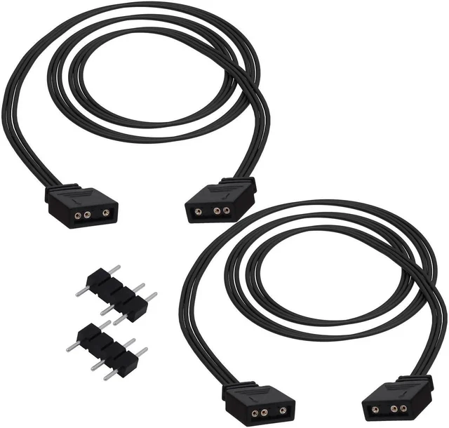 Alt view image 15 of 20 - ARGB Extension Cable 5V 3 Pin Addressable RGB Connector Adapter Extension Cable Synchronous Cord Wire for ARGB LED Fans-1M/3.3FT-2Pcs