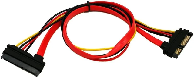 Alt view image 11 of 16 - 22-pin (7+15) Sata Male to Female Data and Power Combo Extension Cable - Slimline Sata Extension Cable M/f - 20inch (50cm)