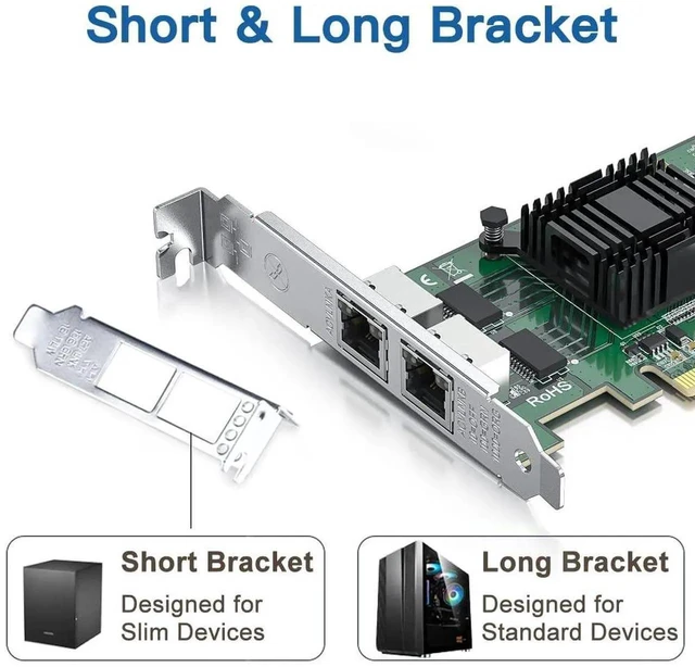 Alt view image 15 of 19 - Gigabit 2 Port NIC with Intel I350 Chip, 1Gb Network Card Compare to Intel I350-T2 NIC, Dual RJ45 Ports, PCI Express 2.1 X4, Ethernet Card with Low Profile for Windows/Windows Server/Linux