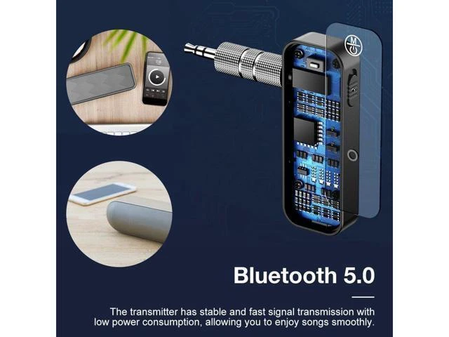 Alt view image 12 of 14 - WISDUM USB Wireless Bluetooth 5.0 Transmitter Receiver 2in1 Audio Adapter 3.5mm Aux Car