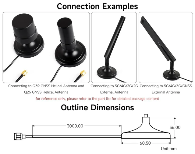 Alt view image 7 of 8 - SMA Magnetic Mount Antenna Base, SMA Connector, 3m Coaxial Cable, Compatible with Multiple GNSS Positioning Modules