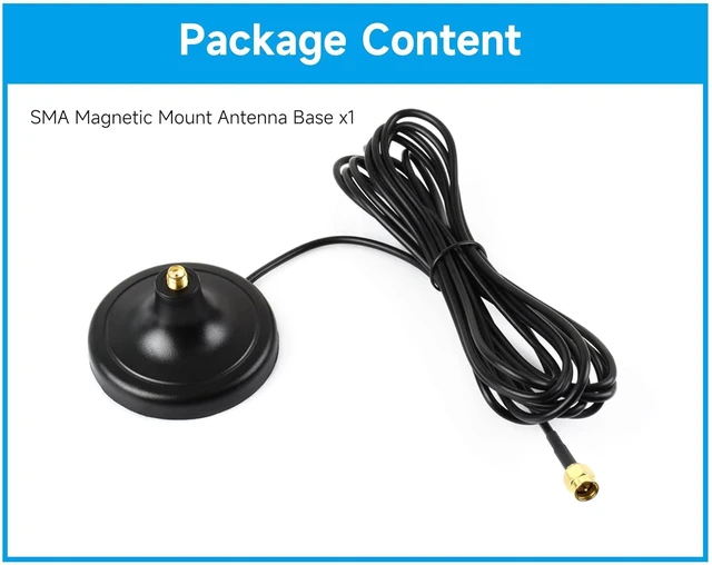 Alt view image 8 of 8 - SMA Magnetic Mount Antenna Base, SMA Connector, 3m Coaxial Cable, Compatible with Multiple GNSS Positioning Modules