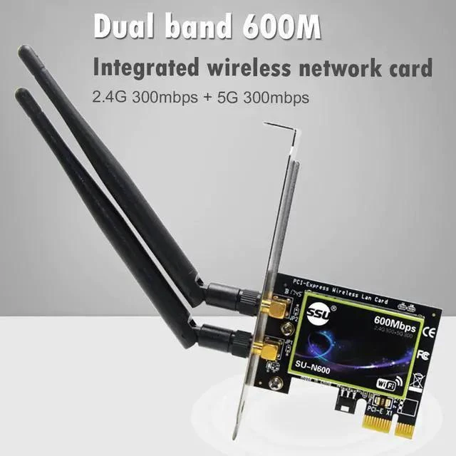 Alt view image 7 of 10 - Wireless Adapter WISDUM PCI Wifi Adapter Dual Band 600Mbps PCI-E Wireless Network Card 2.4G/5GHz PCI Express Ethernet WiFi Adapter