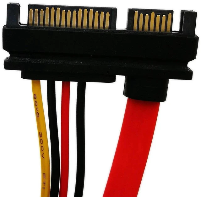Alt view image 15 of 16 - 22-pin (7+15) Sata Male to Female Data and Power Combo Extension Cable - Slimline Sata Extension Cable M/f - 20inch (50cm)