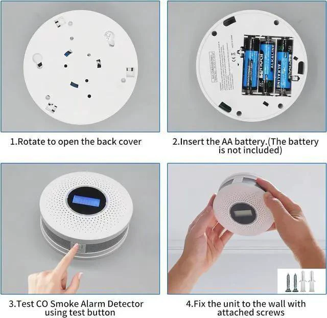 Alt view image 12 of 14 - WISDUM Smoke and Carbon Monoxide Detector 2-in-1 CO Smoke Alarm Detector with LCD Display and Sound Light Alarm for Home Garage Office RV