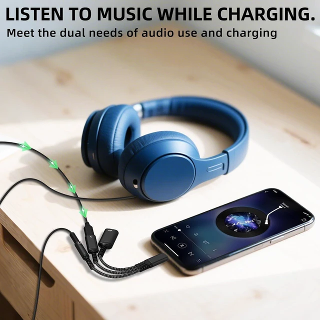 Alt view image 10 of 14 - USB C 3.5mm Audio Adapter (3in1) Type C to Aux Headphone for iPhone 17 16 15 USB 3.0 Jack Splitter Cable Cord Charger Dongle OTG Dual Charging for iPad Car Adaptor DAC Compatible for Samsung