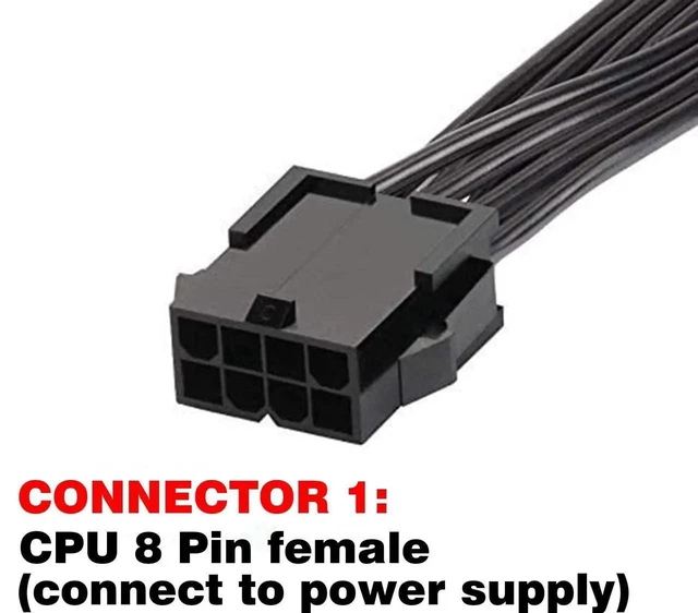 Alt view image 10 of 15 - ATX CPU 8 Pin Female to Motherboard 8 Pin Male + 4 Pin Male Power Supply Cable EPS 12V for Motherboard Converter Adapter Power Extension Cable 16 Inches