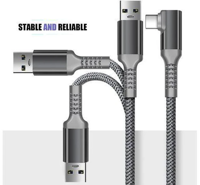 Alt view image 14 of 14 - for Oculus Quest 2 Link Cable 16ft/5M, Nylon Braided 90 Degree Angle USB-A to USB-C cable with 5Gbps Data Transfer and 60W Fast Charging for Meta/Oculus Quest 2 and Quest VR headset and More
