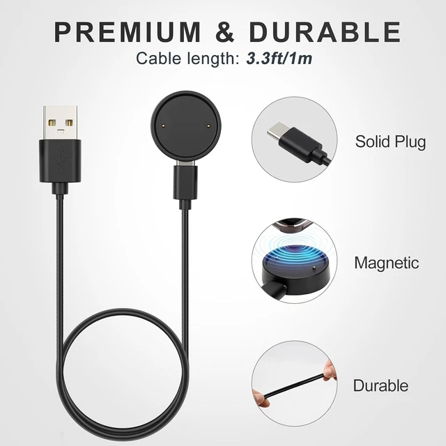 Alt view image 11 of 14 - 2Pcs Charger for Amazfit Bip 6 Active 2, Replacement USB Cord Dock | Charging Cable Smart Watch, Square Smartwatch Accessories Charge Cable 3.3FT