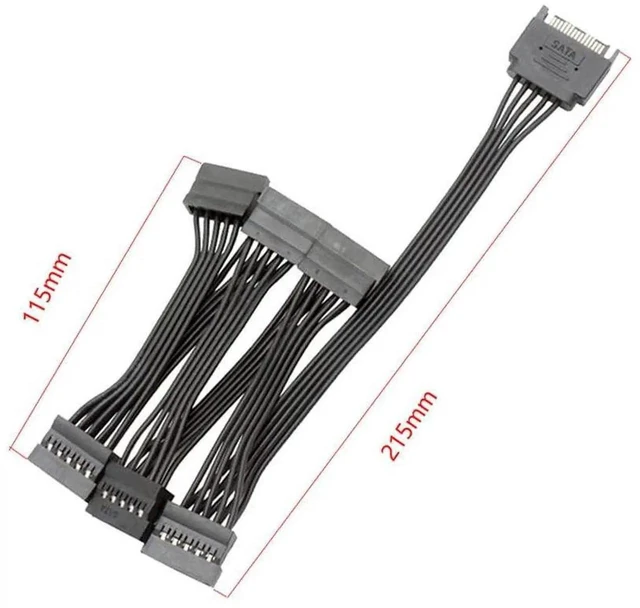 Alt view image 18 of 19 - SATA Power Extension Cable 15 Pin SATA Male to Female Extender Cable Adapter for HDD Hard Drive 30inch 70cm (1 to 6)