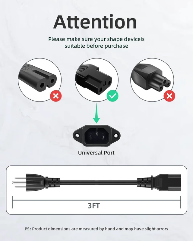 Alt view image 12 of 12 - 3 Prong AC Power Cord for Instant Pot Pressure Cooker 3 Ft Replacement
