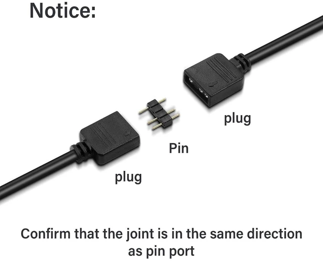 Alt view image 10 of 14 - RGB Extension Cable, 3-pin to SM 3Pin Female ARGB Connector Adapter Cable,5V 3-Pin Addressable RGB Extension Cable, for RGB Fan,PC LED Strip (0.98FT)