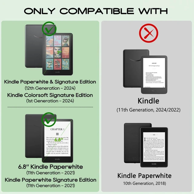 Alt view image 7 of 10 - ZSLVPN Stand Case for 7"/6.8" Kindle Paperwhite(12th/11th Gen-2024/2021) and Kindle Colorsoft Signature Edition - Slim Durable PU Leather New Cover with Hand Strap, Auto Wake/Sleep, Card Slot