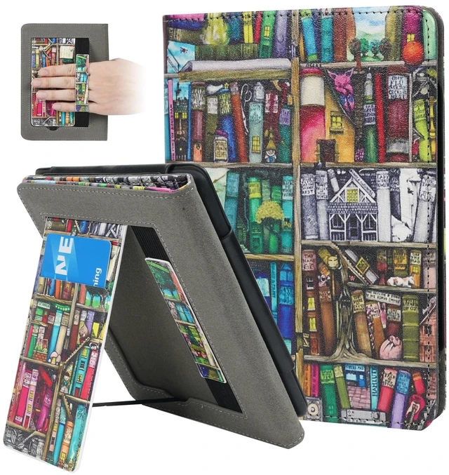 Alt view image 6 of 10 - ZSLVPN Stand Case for 7"/6.8" Kindle Paperwhite(12th/11th Gen-2024/2021) and Kindle Colorsoft Signature Edition - Slim Durable PU Leather New Cover with Hand Strap, Auto Wake/Sleep, Card Slot