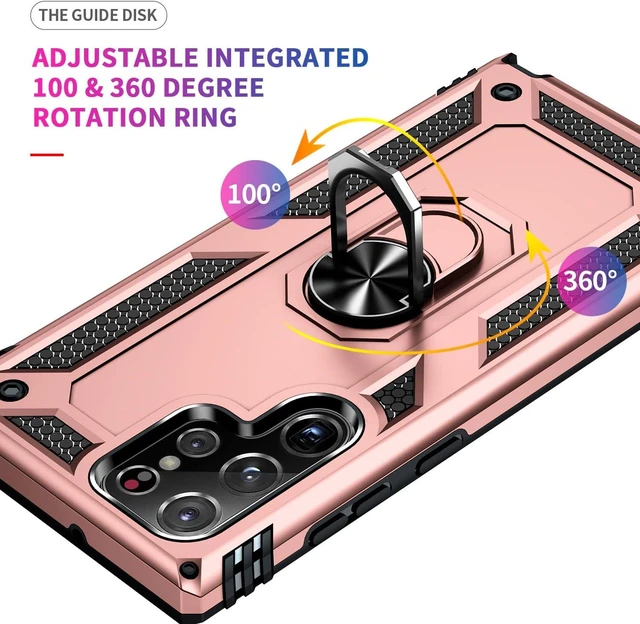 Alt view image 9 of 13 - S22 Ultra Phone Case for Samsung Galaxy 22 Ultra,with Stand, Military Shockproof Protection Case,S22 Ultra Case Rose Gold